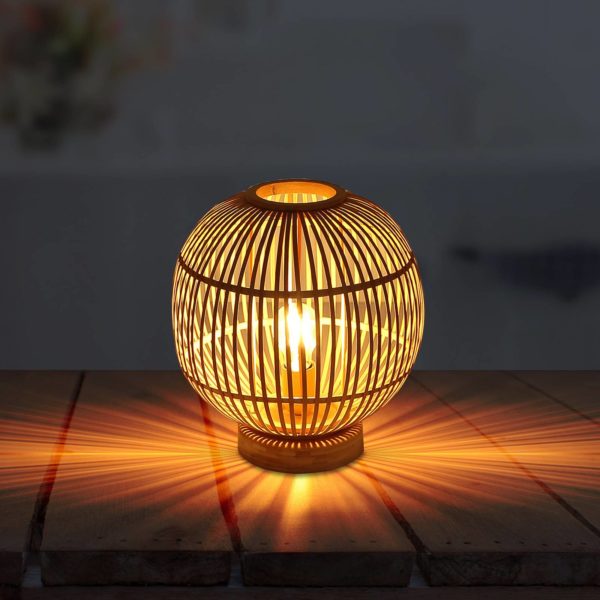 Globo Lampe à poser Hildegard en bambou, Ø 30 cm Globo