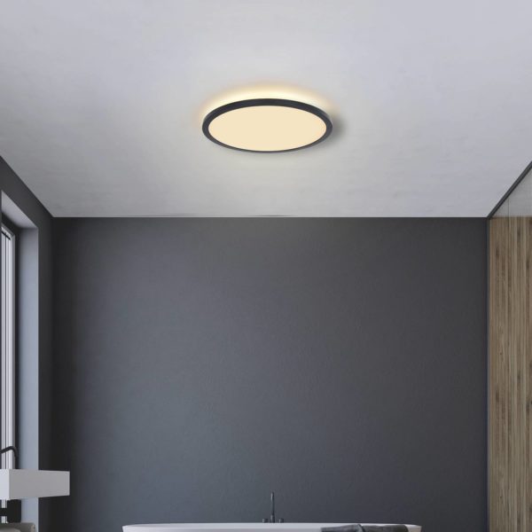 Globo Plafonnier LED Sapana, noir, rond, dimmable Globo
