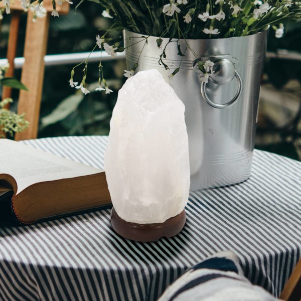 Globo Lampe à poser en cristal de sel Stone, blanche Globo