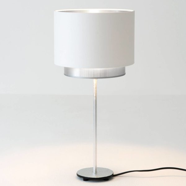 Holländer Lampe à poser Mattia, perla silk blanche/argentée Holländer