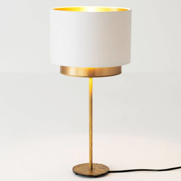 Holländer Lampe à poser Mattia, perla silk blanche/dorée Holländer
