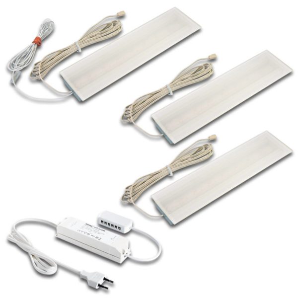 Hera lot de 3 lampes sous meuble LED Glas-Line blanc chaud Hera