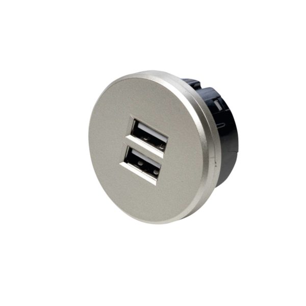 Hera Double prise USD, ronde, inox Hera