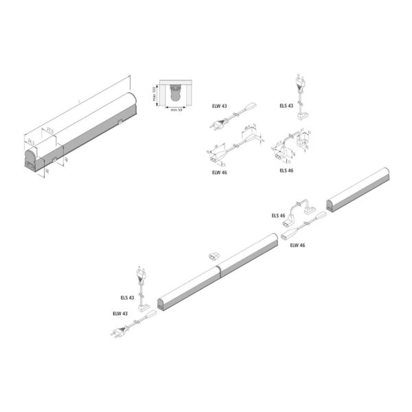 Hera Réglette LED EcoLite F HO saillie, 3 000K, 115cm Hera