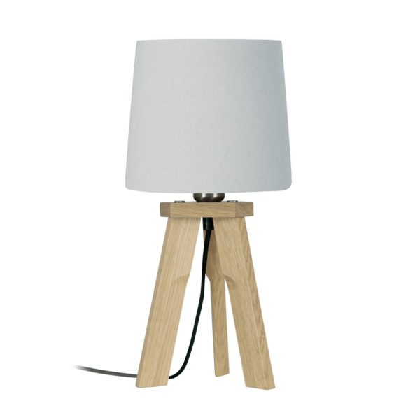 HerzBlut Tre lampe table chêne nat. blanche, 42 cm HerzBlut
