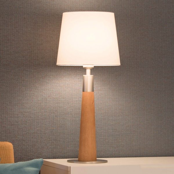 HerzBlut Conico lampe blanche, chêne huilé, 58 cm HerzBlut