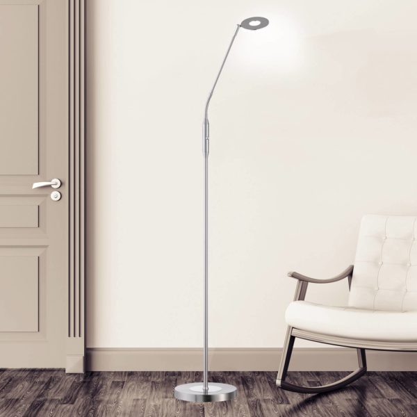 FISCHER & HONSEL Lampe sur pied LED Dent, CCT, à 1 lampe, nickel FISCHER & HONSEL