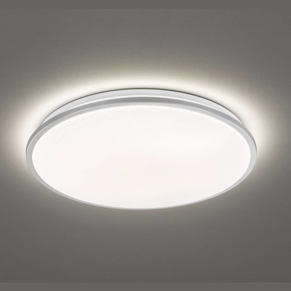 FISCHER & HONSEL Plafonnier LED Jaso, intensité variable, Ø 40 cm, argenté FISCHER & HONSEL