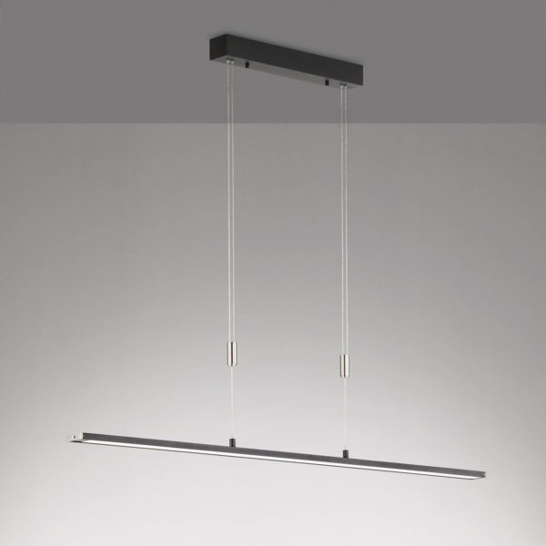 FISCHER & HONSEL Suspension LED Metz TW, CCT, longueur 120 cm, noir FISCHER & HONSEL