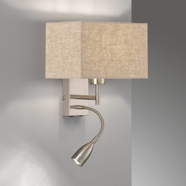 FISCHER & HONSEL Applique Dream à liseuse, lin, sable/nickel FISCHER & HONSEL