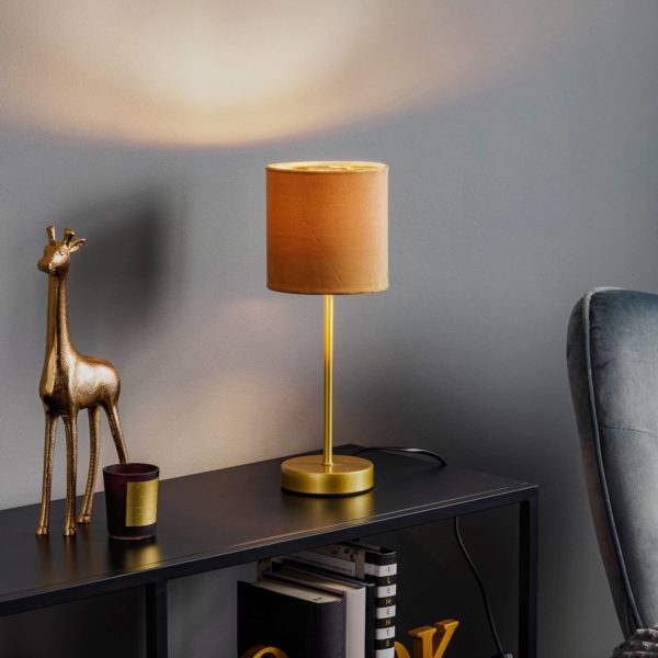 FISCHER & HONSEL Lampe à poser Aura socle doré abat-jour jaune/doré FISCHER & HONSEL