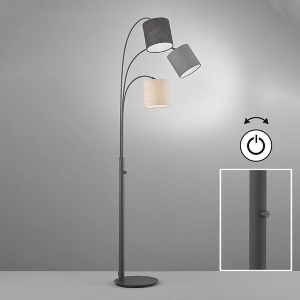 FISCHER & HONSEL Lampadaire Shade, sable/gris/noir, trois lampes FISCHER & HONSEL