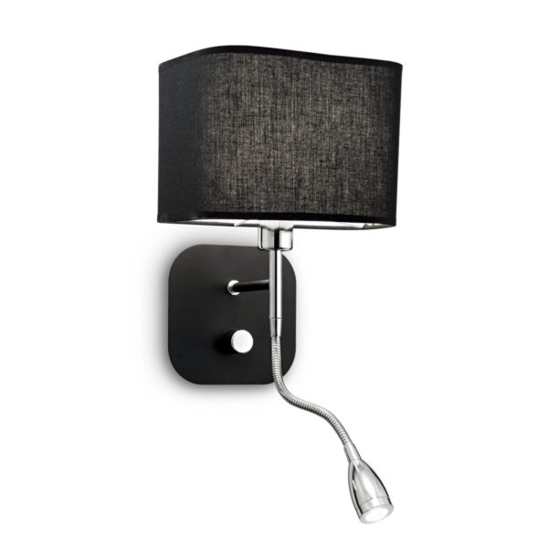Ideallux Applique Holiday avec liseuse souple, noire Ideallux