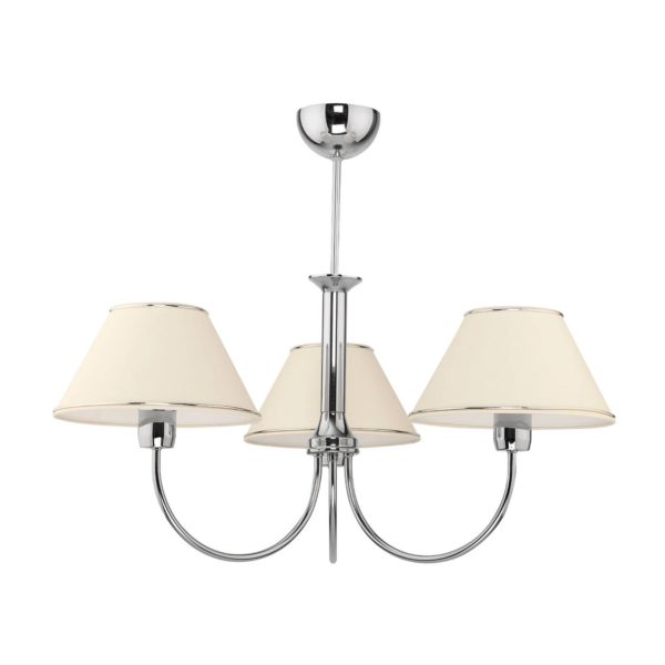 Jupiter Lustre London chromé/crème, à 3 lampes Jupiter