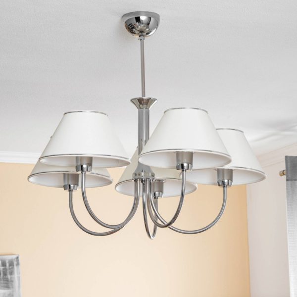 Jupiter Lustre London chromé/crème, à 5 lampes Jupiter
