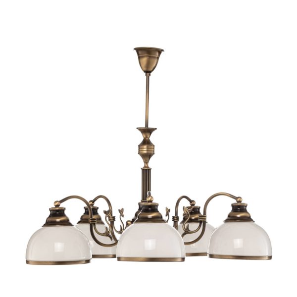 Jupiter Suspension Petro avec abat-jour en verre, 5 lampes Jupiter