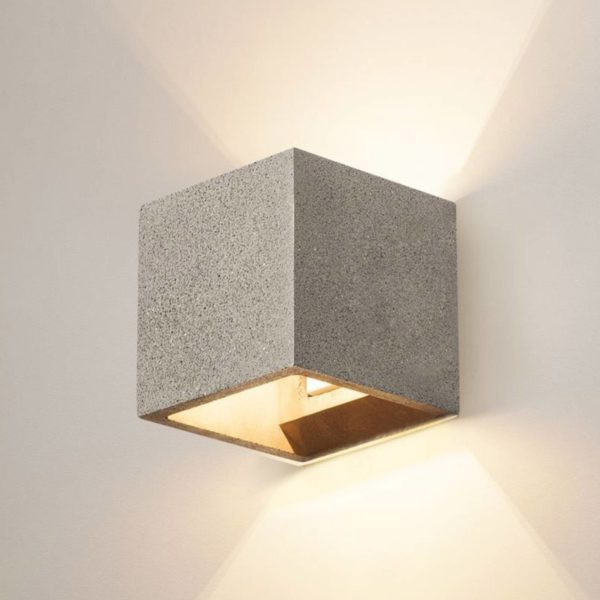 SLV Solid Cube applique murale en béton, noire SLV