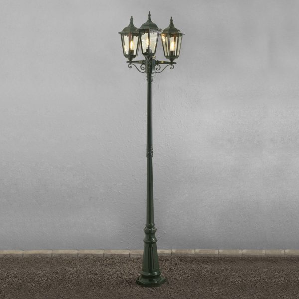 Konstsmide Lampe pour mât Firenze à 3 lampe, verte Konstsmide