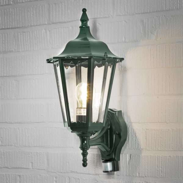 Konstsmide Applique Firenze avec capteur, debout, verte Konstsmide