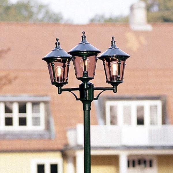 Konstsmide Lampadaire d’extérieur Virgo, 3 lampes, vert foncé Konstsmide