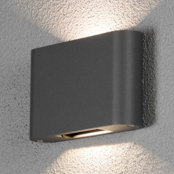Konstsmide Applique d’ext. LED Chieri 2 l. 18 cm anthracite Konstsmide