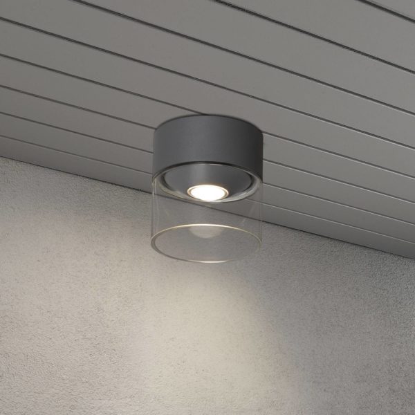Konstsmide Plafonnier d’extérieur LED Varese gris, verre Konstsmide