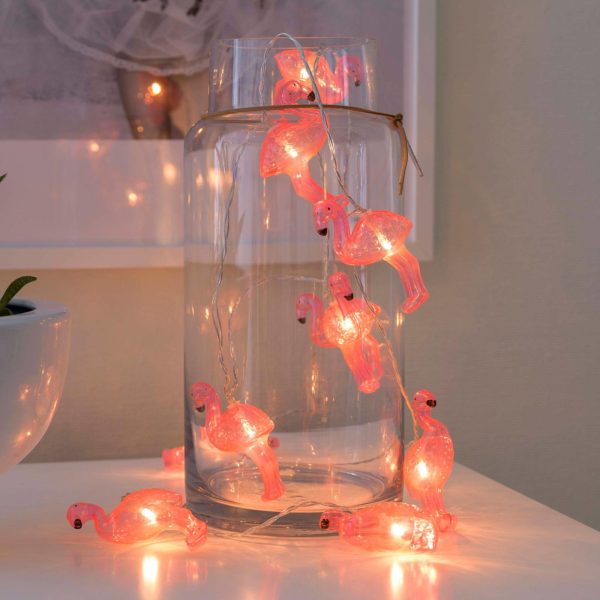 Konstsmide Season Guirlande lumineuse LED Flamand rose, sur pile Konstsmide Season