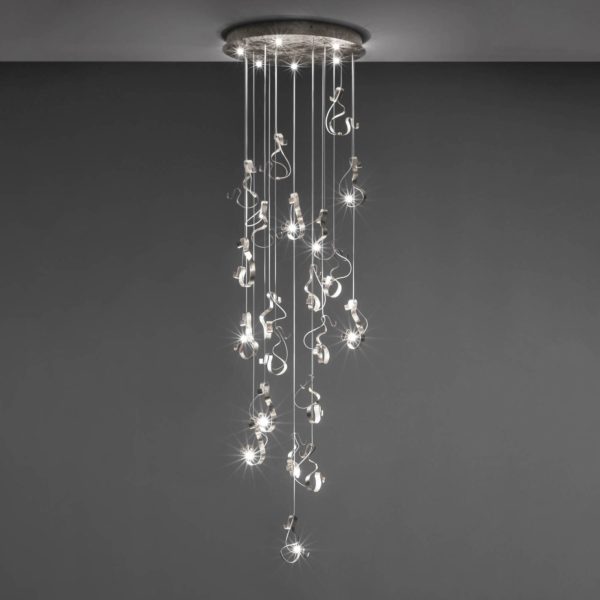 Knikerboker Curve suspension LED 20 lampes argent Knikerboker