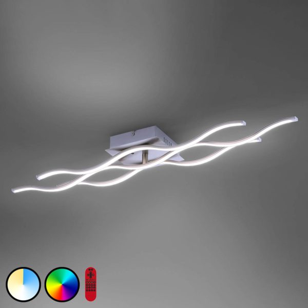 LOLA Smart Plafonnier LED LOLAsmart Wave RGBW 88×16 cm acier LOLA Smart