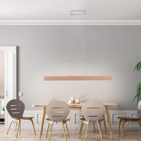 JUST LIGHT. Suspension LED Amanda aspect bois, dimmable JUST LIGHT.