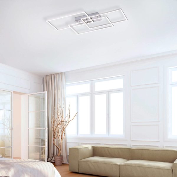 JUST LIGHT. Plafonnier LED Iven, dim, acier, 82×50 cm JUST LIGHT.