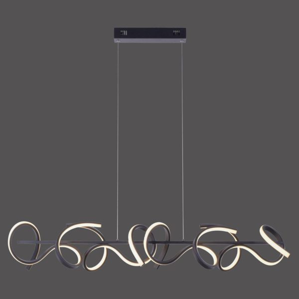 JUST LIGHT. Suspension LED Curls, noire, dimmable JUST LIGHT.