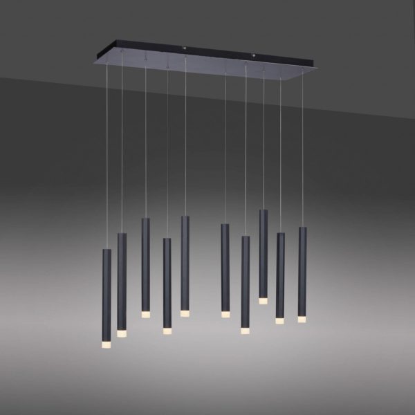 JUST LIGHT. Suspension LED Bruno à 10 lampes, noire JUST LIGHT.