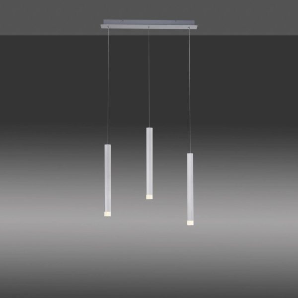 JUST LIGHT. Suspension LED Bruno à trois lampes, aluminium JUST LIGHT.