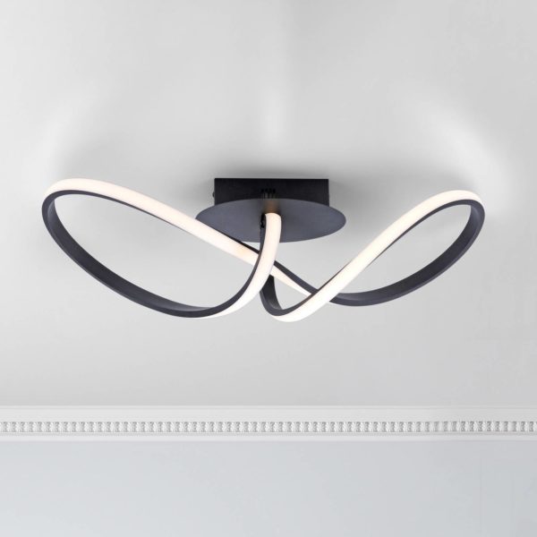 JUST LIGHT. Plafonnier LED Maria, dimmable, noir JUST LIGHT.