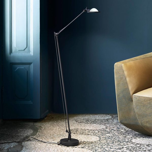 Luceplan Berenice lampe sur pied noir, tête blanche Luceplan