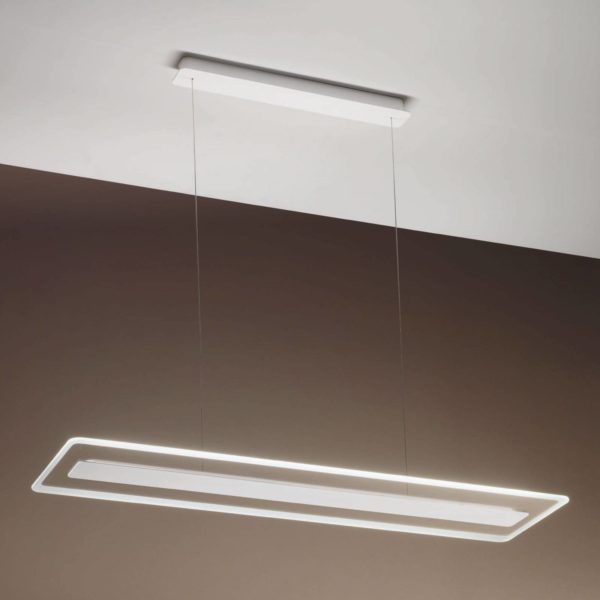 Linea Light Suspension LED Antille verre rectangulaire chromée Linea Light