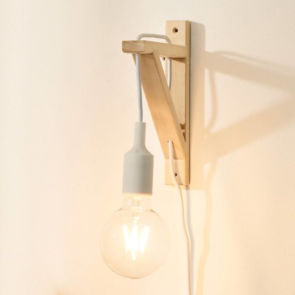 Lucide Applique murale Fix en bois, douille blanche Lucide