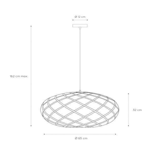 Lucide Suspension Wolfram, abat-jour ovale, 65 cm, dorée Lucide
