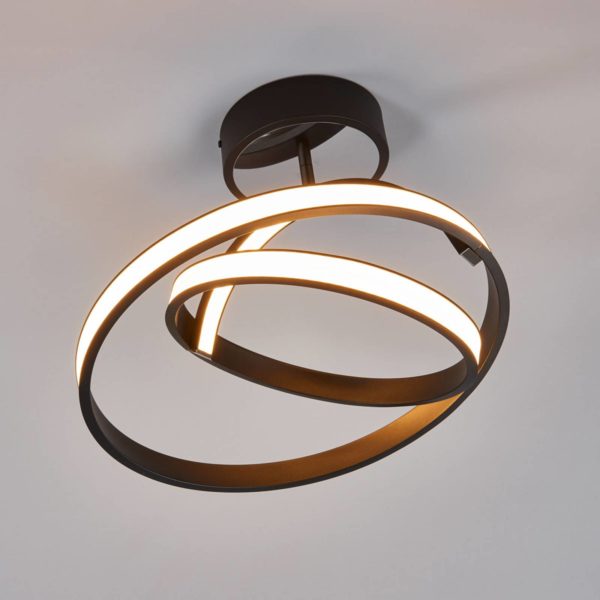 Domiluce Largo – plafonnier LED futuriste en noir Domiluce
