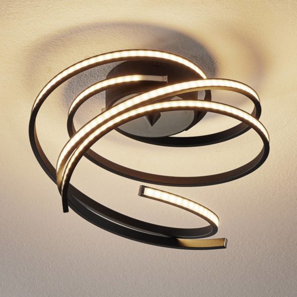 Domiluce Plafonnier LED Lungo noir, hauteur 25 cm Domiluce