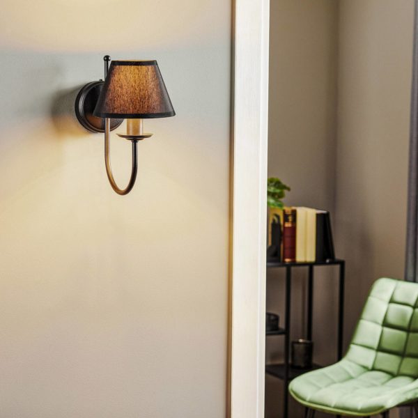 Domiluce Applique Bona à une lampe, noire Domiluce