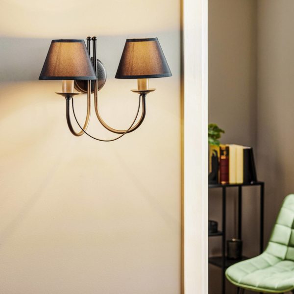 Domiluce Applique Bona à 2 lampes, noire Domiluce