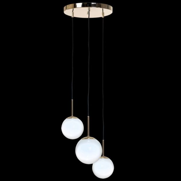 Domiluce Suspension Aurora, à trois lampes, ronde, dorée Domiluce