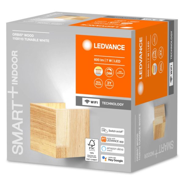 LEDVANCE SMART+ WiFi Orbis Wall Wood, 11 x 11 cm LEDVANCE SMART+