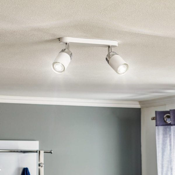 Luminex Spot pour plafond Reno, à 2 lampes, blanc/chromé Luminex