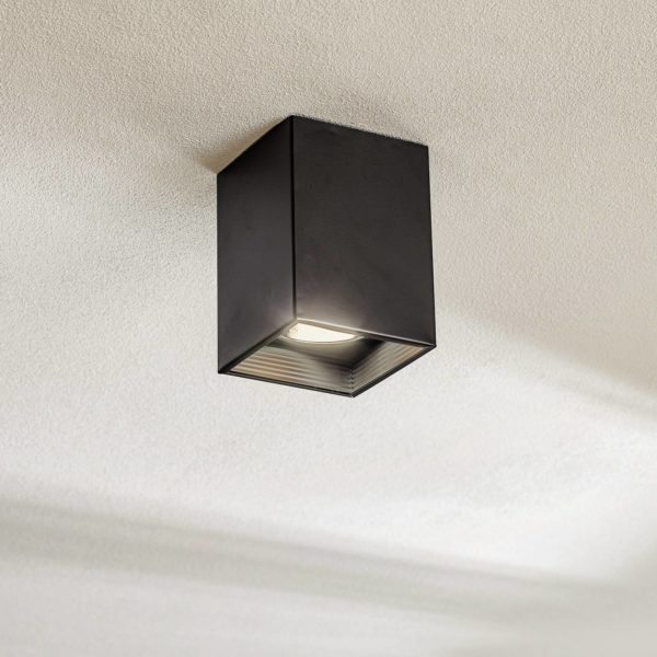 Luminex Spot pour plafond downlight square noir, largeur 11,5cm Luminex