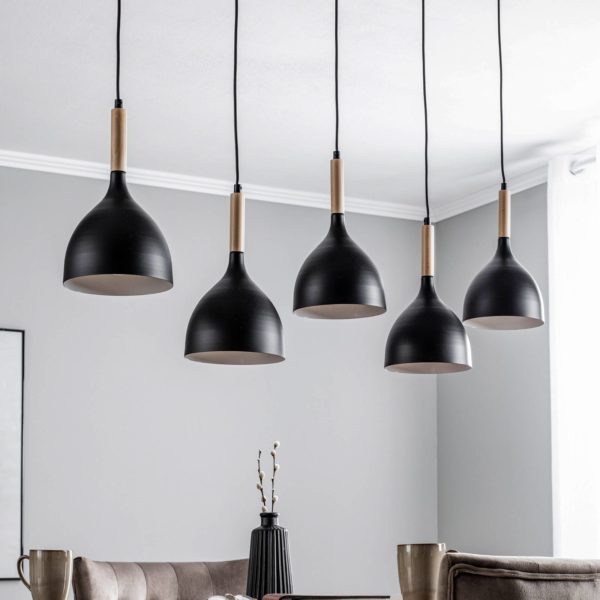 Luminex Suspension Nanu avec bois longue à 5 lampes noire Luminex