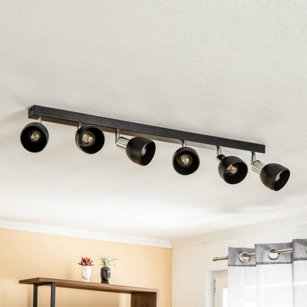 Luminex Spot pour plafond Frano, à 6 lampes noir/chromé Luminex