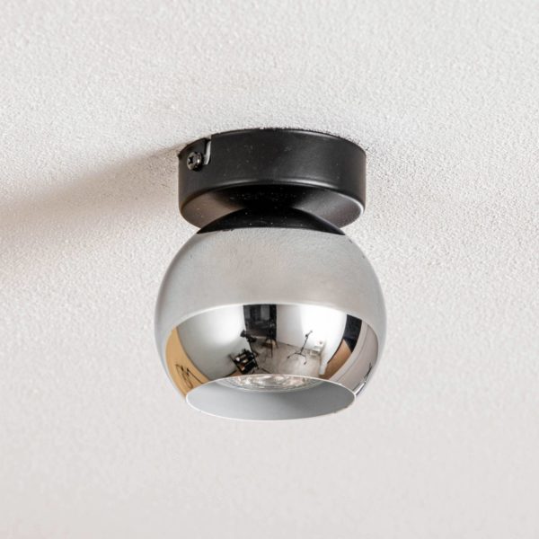 Luminex Plafonnier Lexa, à une lampe, noir/chromé Luminex